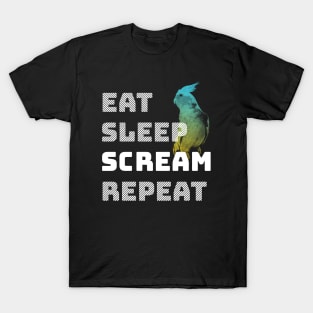 Eat Sleep Scream Repeat Cockatiel Parrot T-Shirt